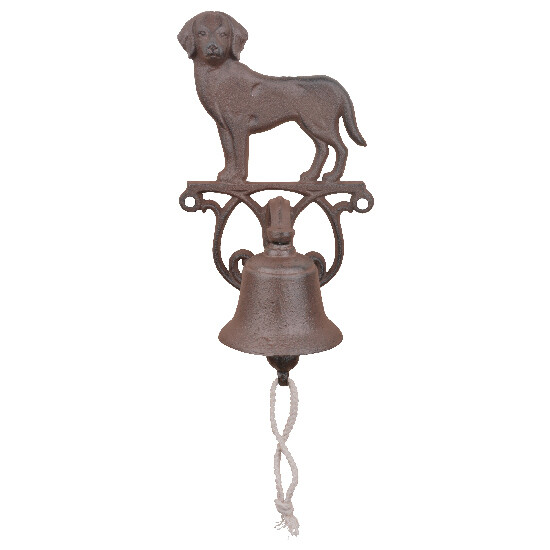 Bell with dog DOG "BEST FOR BOOTS", cast iron, 14x13x25cm, brown|Esschert Design