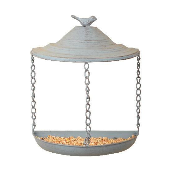 Bird feeder "BEST FOR BIRDS" on the wall, gray metal (SALE)|Esschert Design