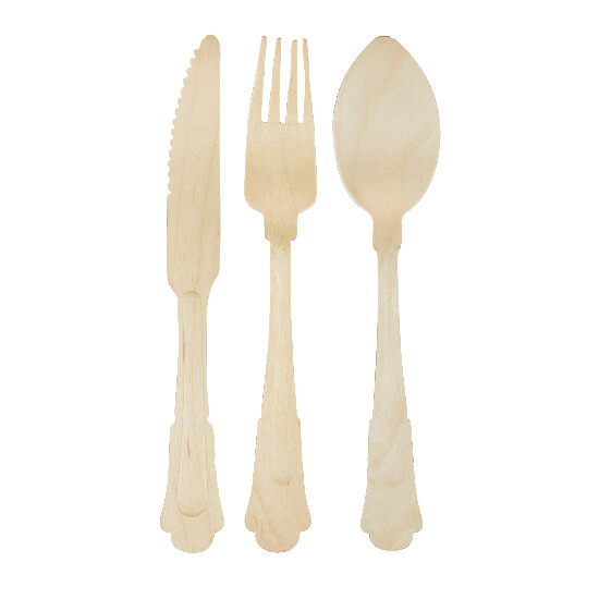 Disposable cutlery "SECRETS DU POTAGER", wood, 20 cm, 19 cm, 19 cm (SALE)|Esschert Design