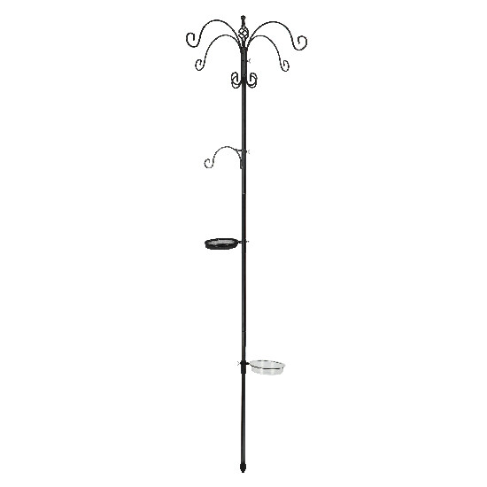 XXL Wnękowy karmnik/poidło dla ptaków BIRD STOP, metal, wysokość 300 cm, czarny|Esschert Design