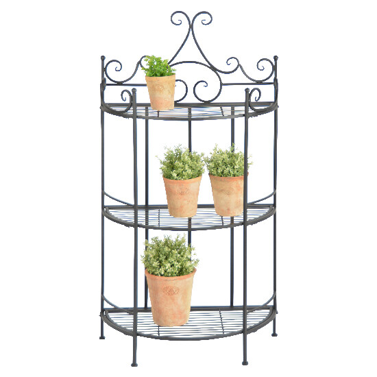 Etagere "ESSCHERT´S GARDEN" semicircular folding, black, 3 tiers, 59.5x30x114.5 cm|Esschert Design