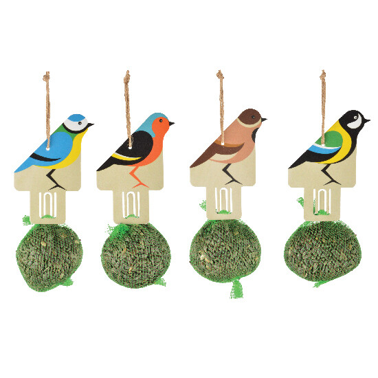 Bird feeder "BEST FOR BIRDS" hanging balls with sunflower seeds, package contains 4 pieces!|Esschert Design