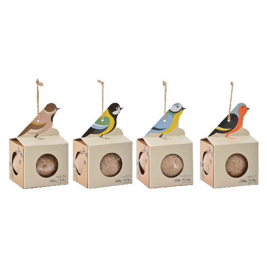 Hanging bird feeder "BEST FOR BIRDS" with giant tallow ball, package contains 4 pieces!|Esschert Design