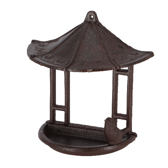Cast iron feeder "BEST FOR BIRDS" "SAMURAJ", semi-round, hanging, size: 24 x 12 x 24.5 cm, color: brown-red|Esschert Design