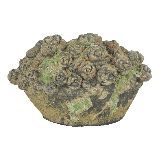 Decoration garden basket for flowers Moss "AGED CERAMIC", gray, 16.5 cm (SALE)|Esschert Design