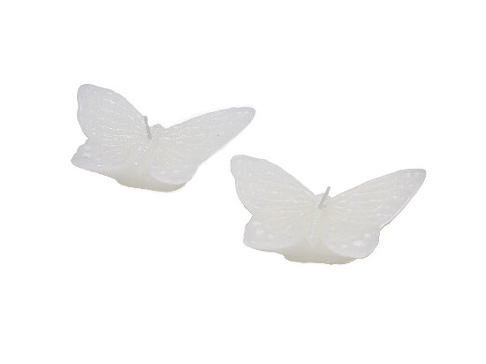 Candle BUTTERFLY white, 9 x 6 x 2.5 cm, box set 2 pcs|Ego Dekor