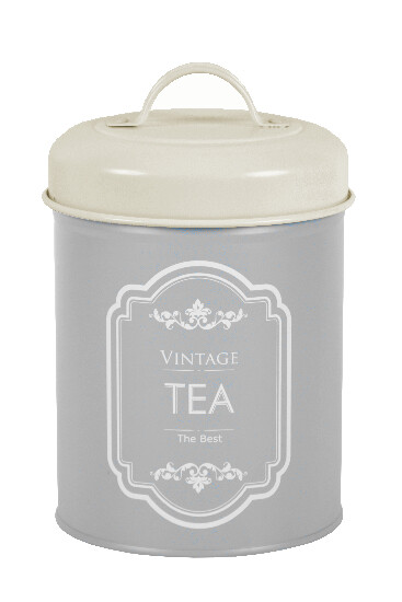 VINTAGE tea can, iron, size: 2 L, color: platinum grey|Ego Dekor