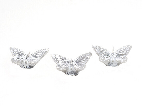 Świeca BUTTERFLY szara, 7 x 5 x 2 cm, pudełko kpl. 3 szt.|Ego Dekor