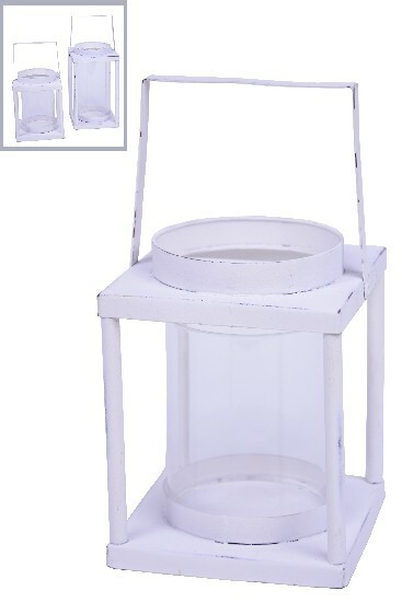 Metal lantern, white, 11 x 11 x 28 cm | Ego Dekor