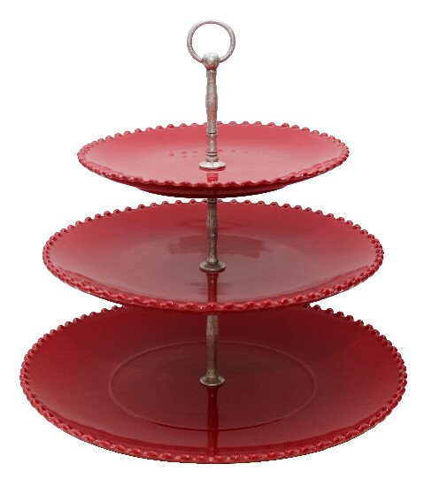 3-tier shelf, diameter 33 cm, PEARLRUBI, ruby ??(SALE)|Costa Nova