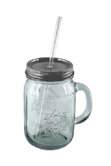 Recycled glass "AUTHENTIC" with lid and straw 0.55 L (pack contains 6 pcs)|Vidrios San Miguel|Recycled Glass