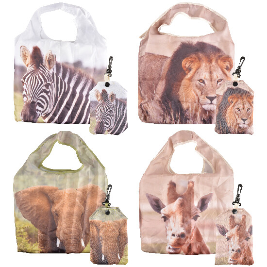 Shopping bag with African animals, 36 x 5.5 x 36 cm, pack contains 4 pieces!|Esschert Design