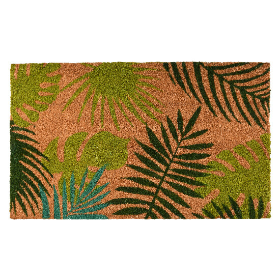"BEST FOR BOOTS" doormat with tropical leaves, brown-green, 75 x 45 cm|Esschert Design