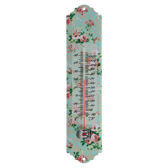 Thermometer ROSE, rose print, 7x1x30cm, blue/pink|Esschert Design
