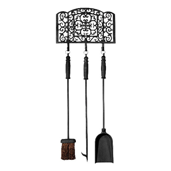 Fireplace tool "FANCY FLAMES", hanging, black, 34 x 3 x 90 cm|Esschert Design