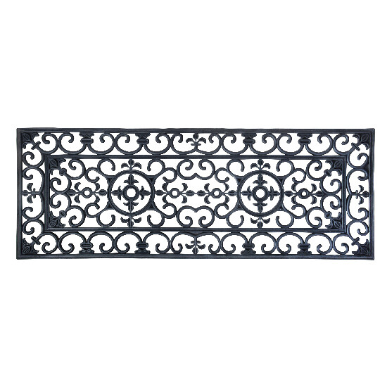 Rubber doormat "BEST FOR BOOTS" XL with ornaments, black, 120 x 45 cm|Esschert Design