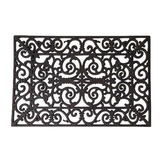Rubber mat "BEST FOR BOOTS" rectangular with ornaments, black, 60 x 40 cm|Esschert Design