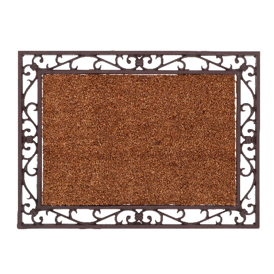 Doormat "BEST FOR BOOTS" cast iron with coconut filling, ornament pattern, red-brown/natural filling, 74.5 x 55 cm|Esschert Design