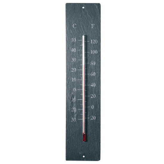 Termometr „ŚWIAT POGODY”, łupkowy, prostokątny, 10 x 0,5 x 45 cm|Esschert Design