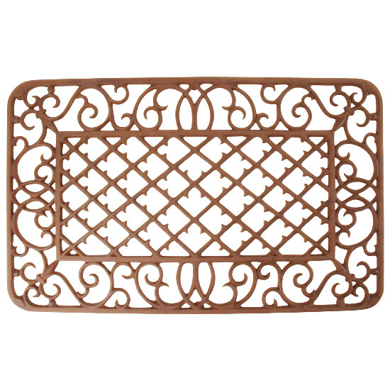 Doormat "BEST FOR BOOTS" square cast iron with ornaments, red-brown, 66.5 x 42 cm|Esschert Design