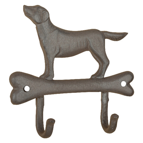 Haczyk żeliwny DOG na BONE, żeliwo, 19x5x18cm, brązowy|Esschert Design