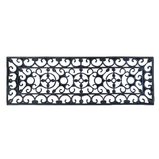 Rubber doormat "BEST FOR BOOTS" with ornaments, black, 74.5 x 25 x 1 cm|Esschert Design