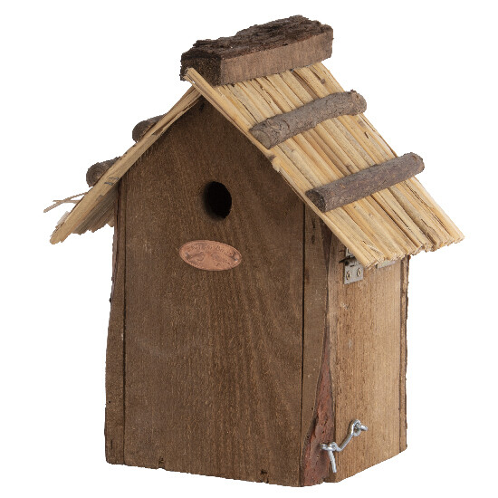 Wooden Birdhouse "BEST FOR BIRDS" antique, straw roof - Blue tit 27 cm (SALE)|Esschert Design