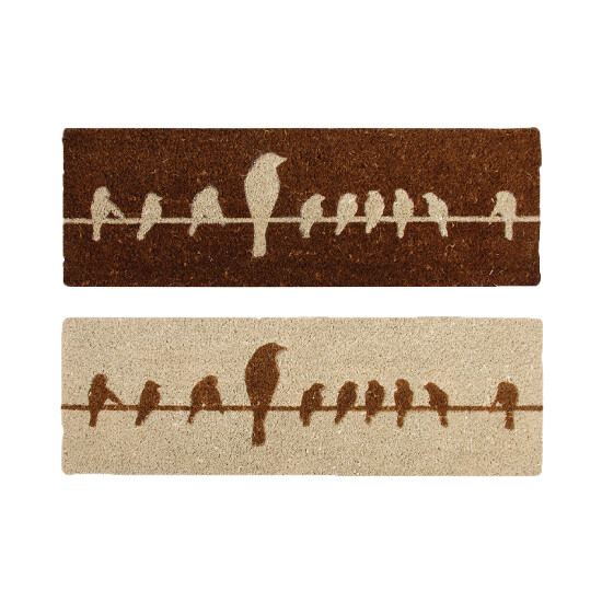 Doormat "BEST FOR BOOTS" sitting birds, brown/natural, 75 x 25 cm - package contains 2 pieces!|Esschert Design