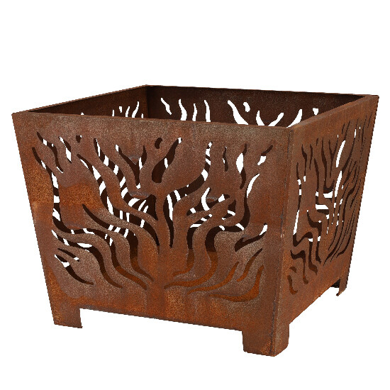 Carved Fireplace "FANCY FLAMES" flame, brown, 60 x 60 x 45 cm|Esschert Design