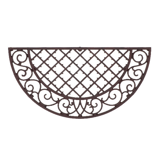 Doormat "BEST FOR BOOTS" cast iron semi-round with ornaments, red-brown, 67.5 x 34.5 cm|Esschert Design