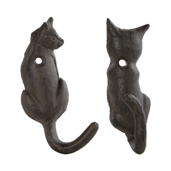 Cat tail hook, cast iron, package contains 2 pieces!|Esschert Design