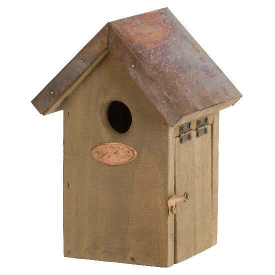 Drewniany domek dla ptaków „BEST FOR BIRDS” antyczny, miedziany dach - strzyżyk zwyczajny 20 cm|Esschert Design