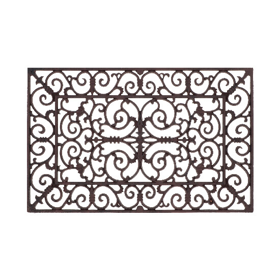 Cast iron doormat "BEST FOR BOOTS", rectangular with ornaments, red-brown, 72 x 46 cm|Esschert Design