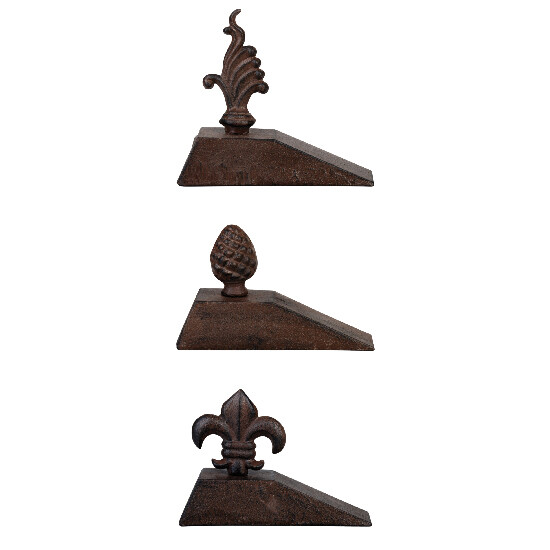 3 x Door stop "BEST FOR BOOTS", brown, cast iron, 16.5 x 7 x 9.5 cm, 16.5 x 7 x 11 cm, 16.5 x 7 x 13.5 cm; package contains 3 pieces!|Esschert Design