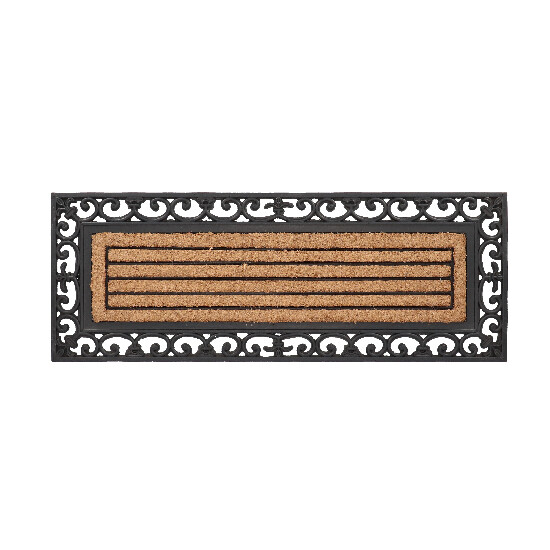 Rubber mat "BEST FOR BOOTS" XL with coconut fiber and ornaments, black, 120 x 45 cm|Esschert Design