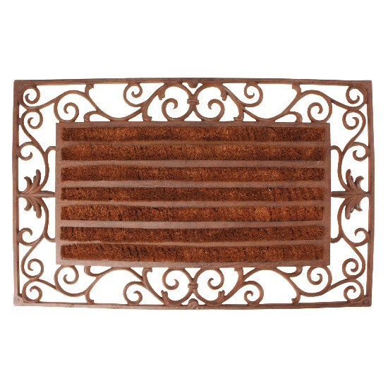 Cast iron mat ORNAMENT "BEST FOR BOOTS", with coarse coconut. filler, brown, 74x46cm|Esschert Design