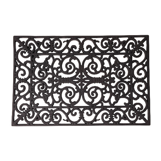 Rubber mat "BEST FOR BOOTS" rectangular with ornaments, black, 70 x 45 cm|Esschert Design