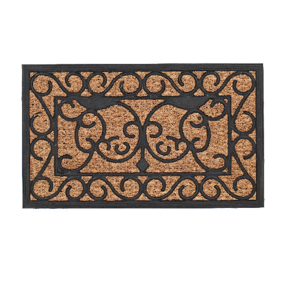 Rubber mat "BEST FOR BOOTS" rectangular with coconut fiber and ornaments, black, 74.5 x 44.5|Esschert Design