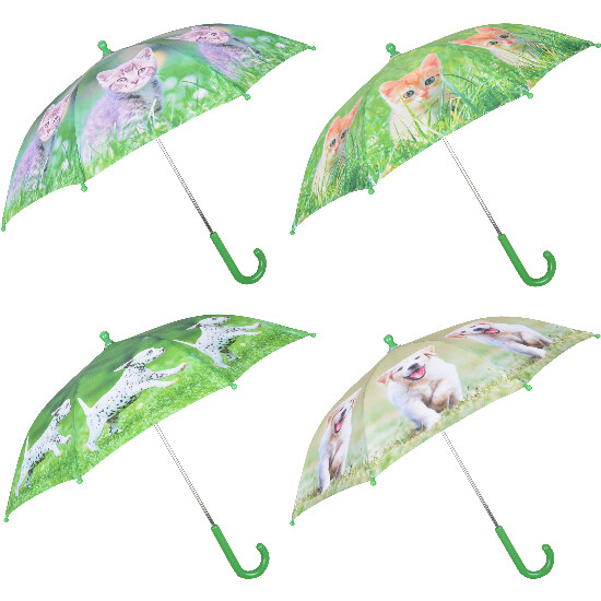 Children's umbrella LITTLE PET, puppy D(no.1)/kitten M(no.2)/puppy R(no.3)/kitten B(no.4) 71x58cm|Esschert Design