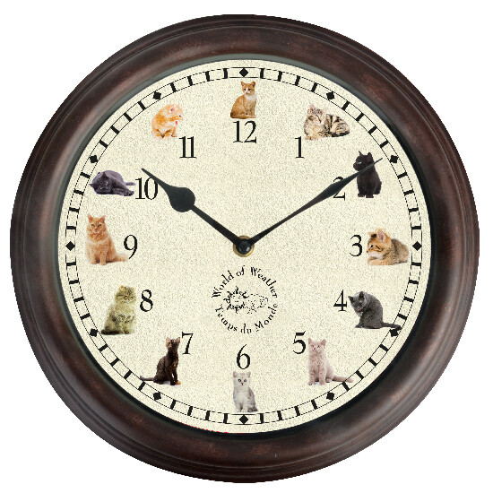 Clock with sounds "WORLD OF WEATHER" with CAT SOUNDS|MURRING 30 x 4.5 x 30 cm|Esschert Design