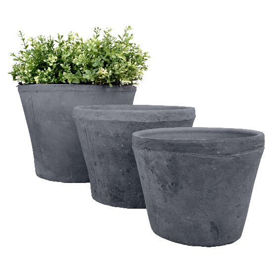 flowerpot "ESSCHERT´S GARDEN Robert & Stevens Potters, SINCE 1875 TERRACOTTA" made of terracotta XL, gray, set of 3 pieces|Esschert Design