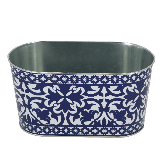 Flowerpot/Flowerpot cover, oval PORTUGAL, blue, 23x12x12cm|Esschert Design