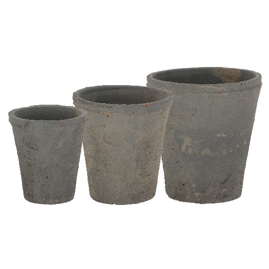 flower pot "ESSCHERT´S GARDEN Robert & Stevens Potters, SINCE 1875 TERRACOTTA" made of terracotta, gray, set of 3|Esschert Design