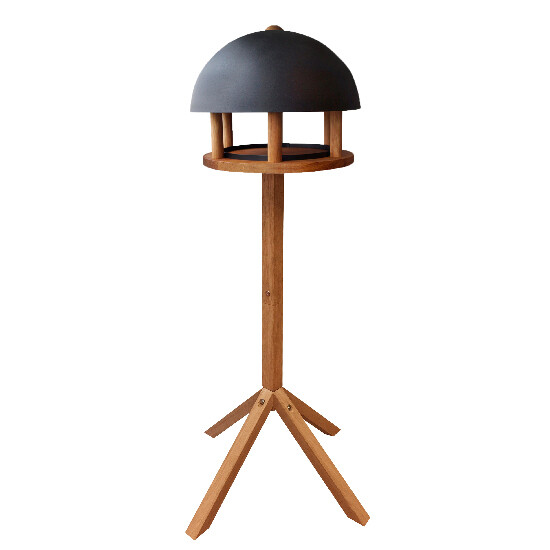 Birdhouse "BEST FOR BIRDS" on a leg - oak, black dome (SALE)|Esschert Design