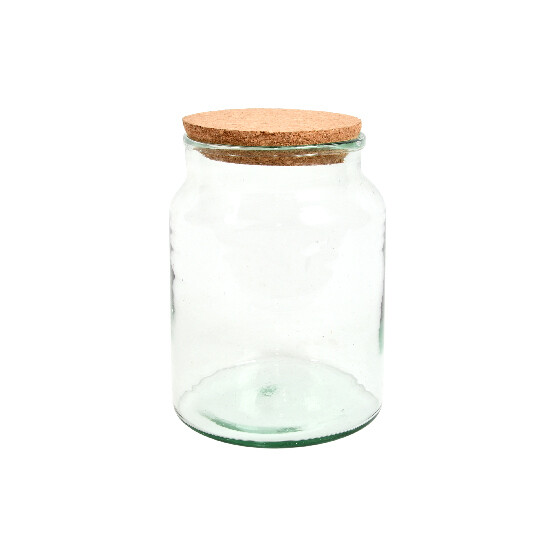 Aerarium from RECYCLED GLASS with cork closure, 18.5x18.5x26 cm|Esschert Design