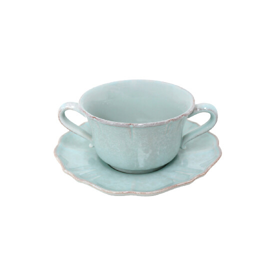 Mug with saucer, 0.4L, IMPRESSIONS, blue (turquoise) (SALE)|Casafina