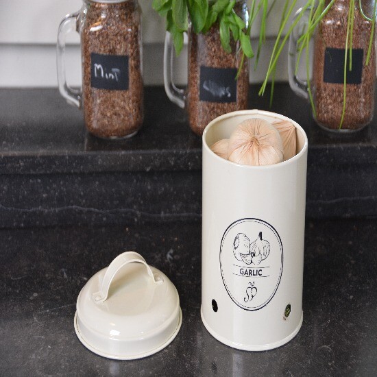 "SECRETS DU POTAGER" jar for garlic, size: 1 L, color: creamy white|Esschert Design