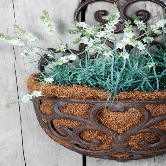 Cast iron flower basket ORNAMENT "ESSCHERT´S GARDEN" wall-mounted, 40cm, brown|Esschert Design