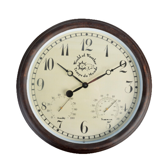 Hodiny EASTGATE CLOCK, nástenné, hnedá farba, priemer 38 cm, číselník - arabské číslice, pre vnútorné aj vonkajšie použitie|Esschert Design