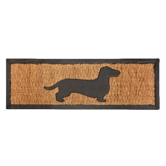 Rubber mat "BEST FOR BOOTS" with coconut fiber - dachshund, black with natural, 75 x 25 cm|Esschert Design